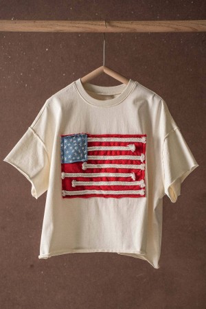 0035-9181<br/>American Rope Flag Embroidered Graphic Tee