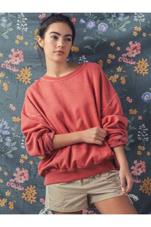 0341-5610<br/>ORGANIC PIGMENT WASHED SWEATSHIRT TOP