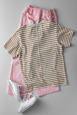 0393-7411<br/>Striped Oversized Casual Top