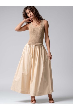 0574-5661<br/>Knit Tank Maxi Dress with Gathered Skirt