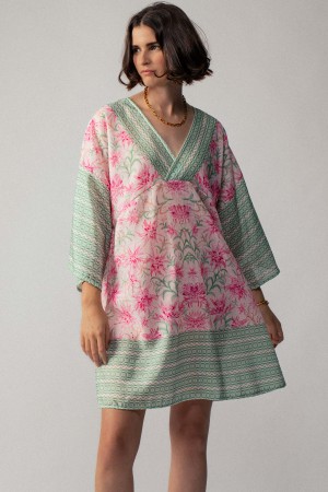 0744-7610<br/>Floral Print Boho Mini Dress