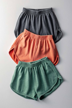 0772-9479<br/>French Terry Washed Boho Summer Shorts