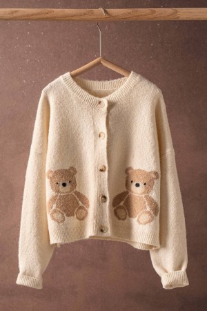 0818-4569<br/>Teddy Bear Knit Button Cardigan
