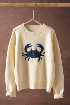 0868-7451<br/>Navy Crab Crewneck Sweater