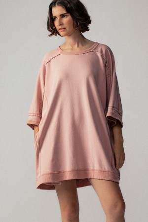 0972-6224<br/>Blush Deconstructed Oversized Sweatshirt Tee